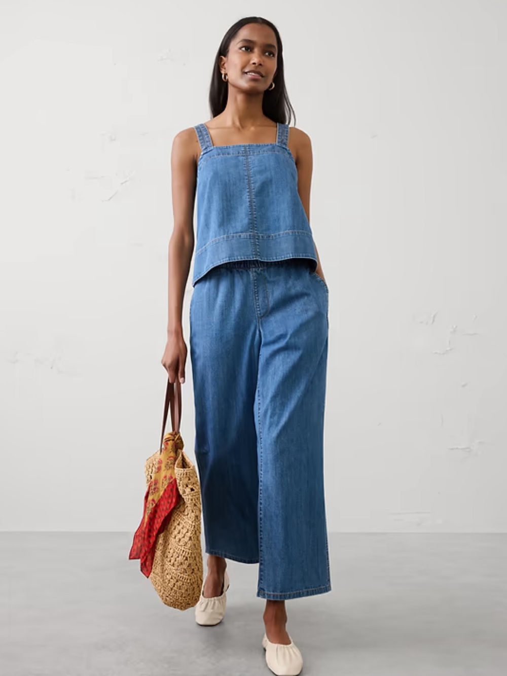 Banana Republic Blue Denim Top & Pant Set
